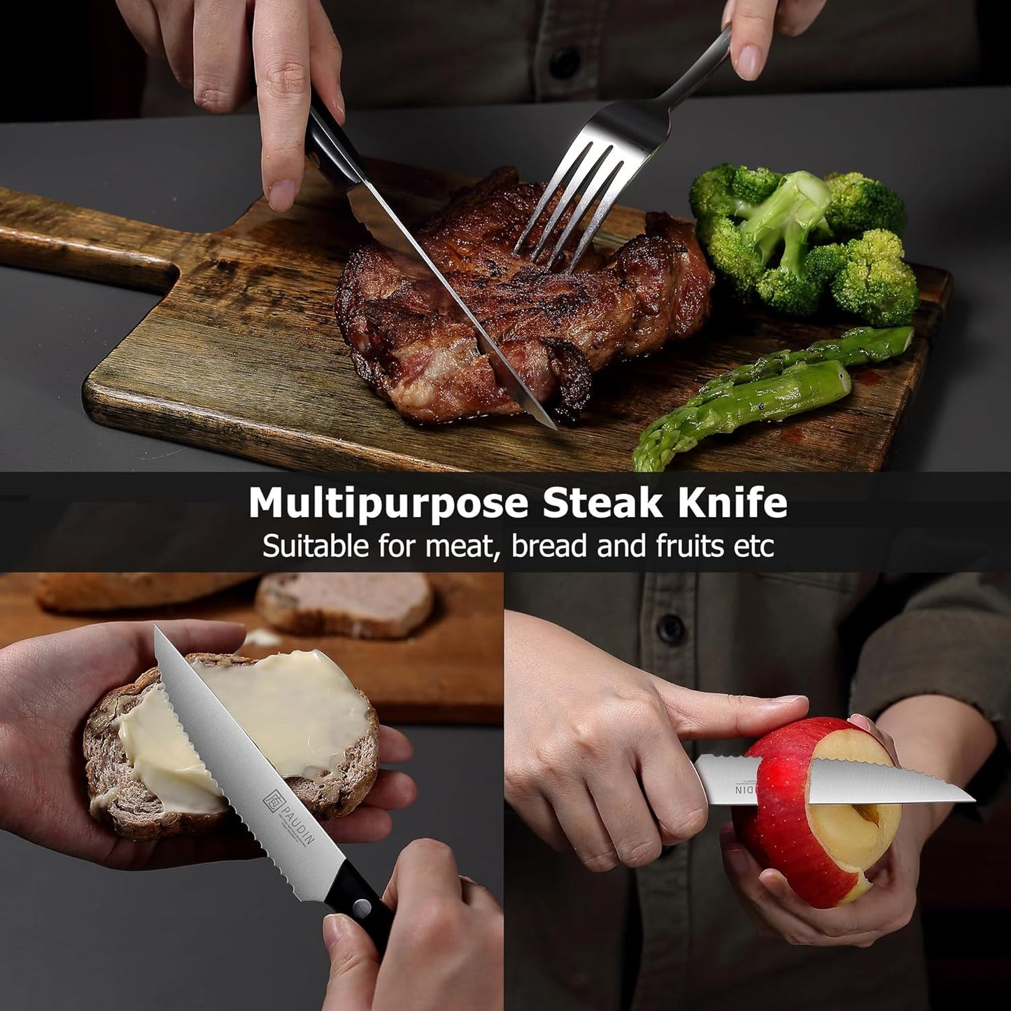 Cheese Knife, 5” Serrated Knife for Block Cheese,Sharp Tomato Knives | Non Stick Blade, High Carbon Steel Ultra Sharp Small Kitchen Knife, Ergonomic Pakkawood Handle