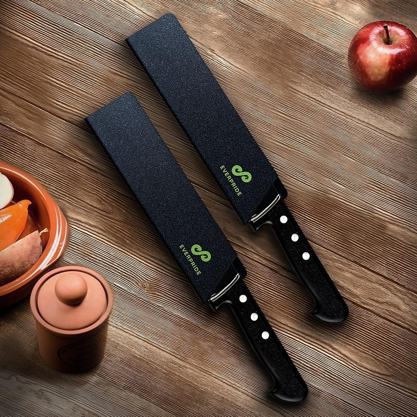8 Inch Chef Knife Sheath Set (2-Piece Set) Universal Blade Edge Cover Guards for Chef and Kitchen Knives – Durable, BPA-Free, Felt Lined, Sturdy ABS Plastic – Knives Not Included