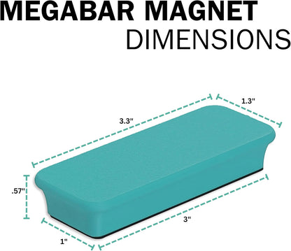 Mega Magnets - Neodymium - Heavy Duty, Colorful, Ergonomic, Ideal for Crafting, Quilting, and as Magnetic Knife Holders (2, Ice Blue Bar)