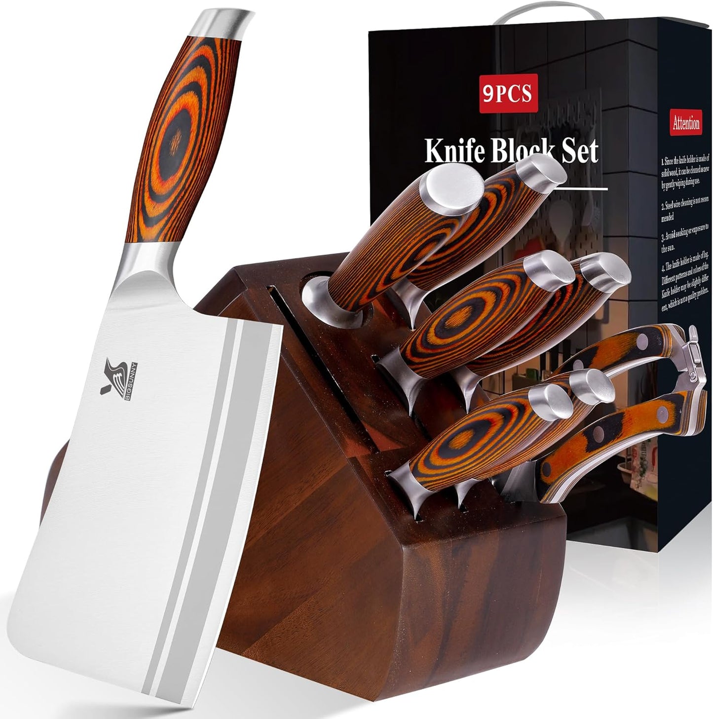 Knife Block Set 17-piece Knife Set with Wooden Block - German Steel Perfect Cutlery Set Gift