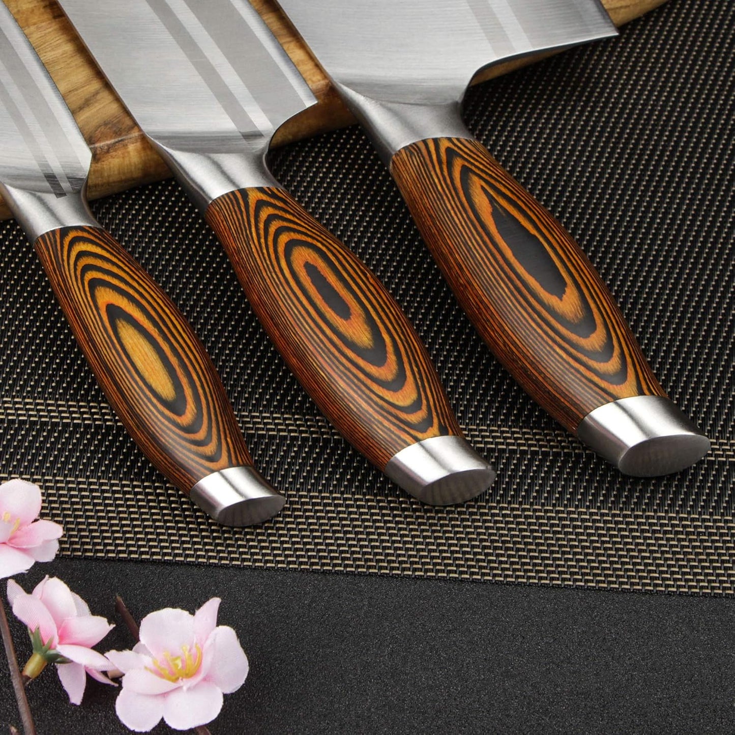 Knife Block Set 17-piece Knife Set with Wooden Block - German Steel Perfect Cutlery Set Gift