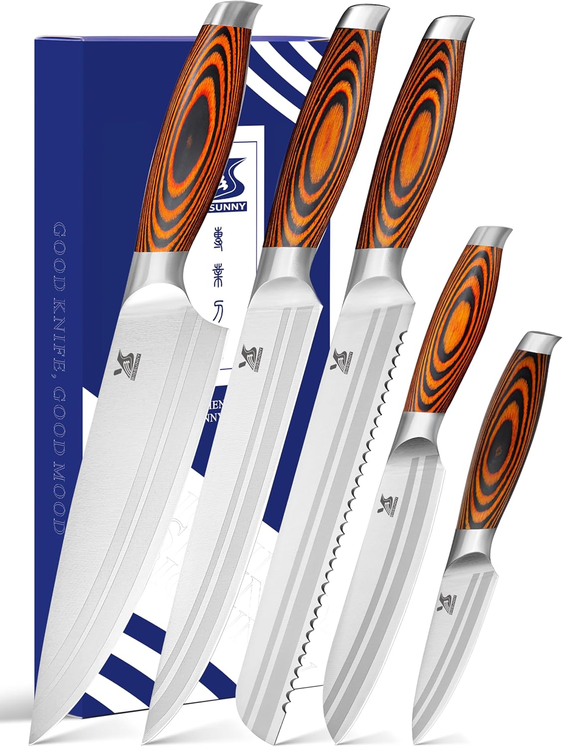 Knife Block Set 17-piece Knife Set with Wooden Block - German Steel Perfect Cutlery Set Gift