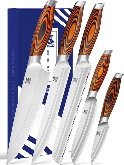 Knife Block Set 17-piece Knife Set with Wooden Block - German Steel Perfect Cutlery Set Gift