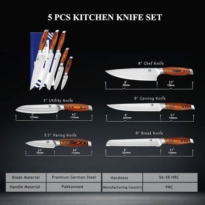 Knife Block Set 17-piece Knife Set with Wooden Block - German Steel Perfect Cutlery Set Gift