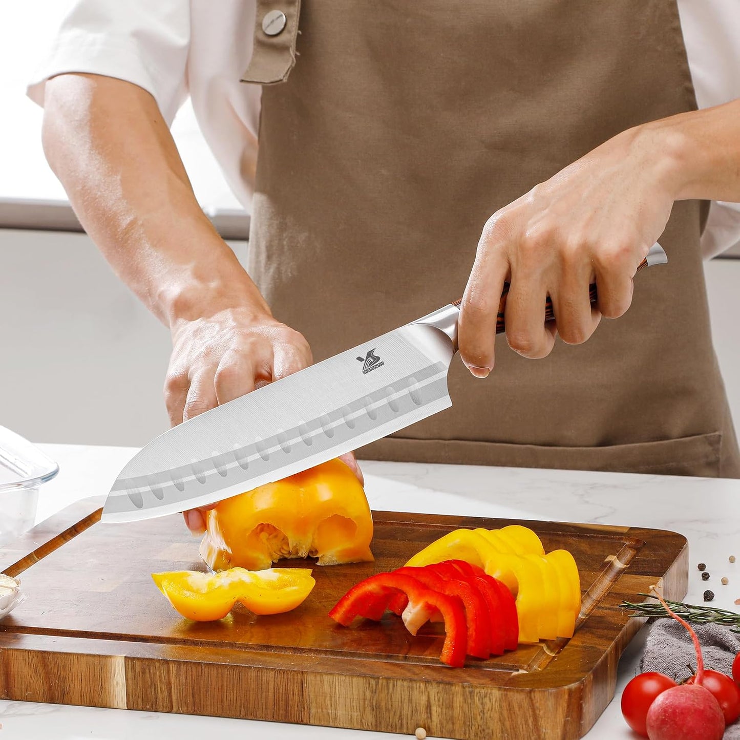 Knife Block Set 17-piece Knife Set with Wooden Block - German Steel Perfect Cutlery Set Gift