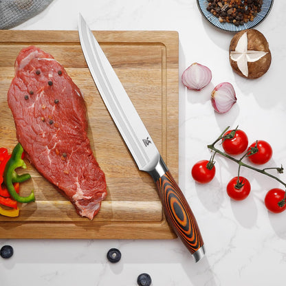 Knife Block Set 17-piece Knife Set with Wooden Block - German Steel Perfect Cutlery Set Gift