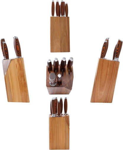 Knife Block Set 17-piece Knife Set with Wooden Block - German Steel Perfect Cutlery Set Gift
