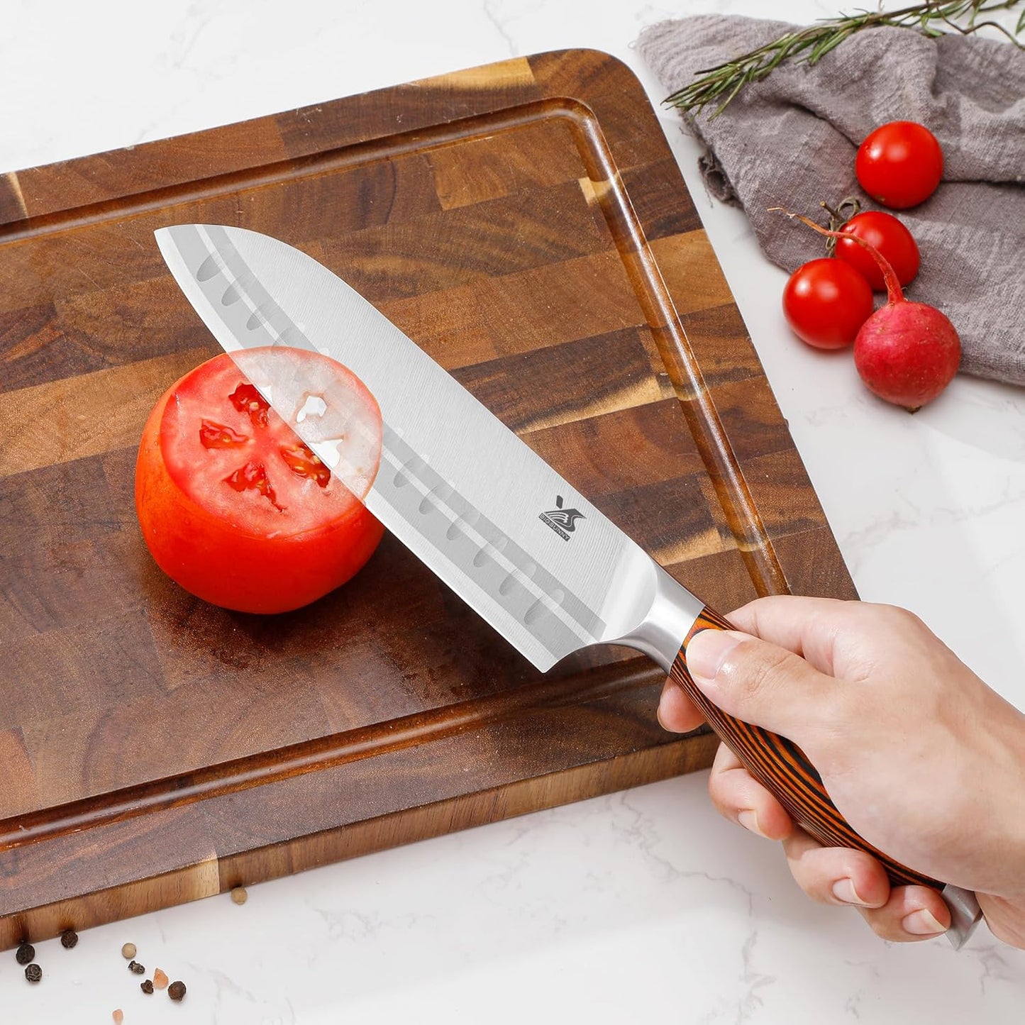 Knife Block Set 17-piece Knife Set with Wooden Block - German Steel Perfect Cutlery Set Gift