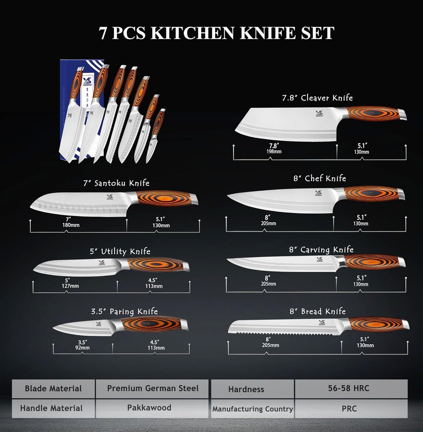 Knife Block Set 17-piece Knife Set with Wooden Block - German Steel Perfect Cutlery Set Gift