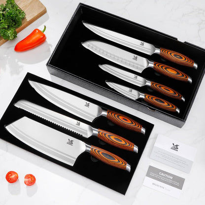 Knife Block Set 17-piece Knife Set with Wooden Block - German Steel Perfect Cutlery Set Gift