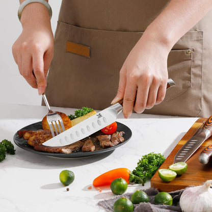 Knife Block Set 17-piece Knife Set with Wooden Block - German Steel Perfect Cutlery Set Gift