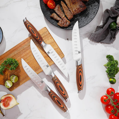 Knife Block Set 17-piece Knife Set with Wooden Block - German Steel Perfect Cutlery Set Gift