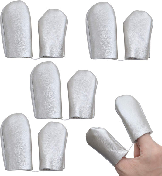 10pcs(5 Pairs) Cowhide Felting Finger Protector Thimble Leather Gloves Finger Guard Finger Cots,Random Color