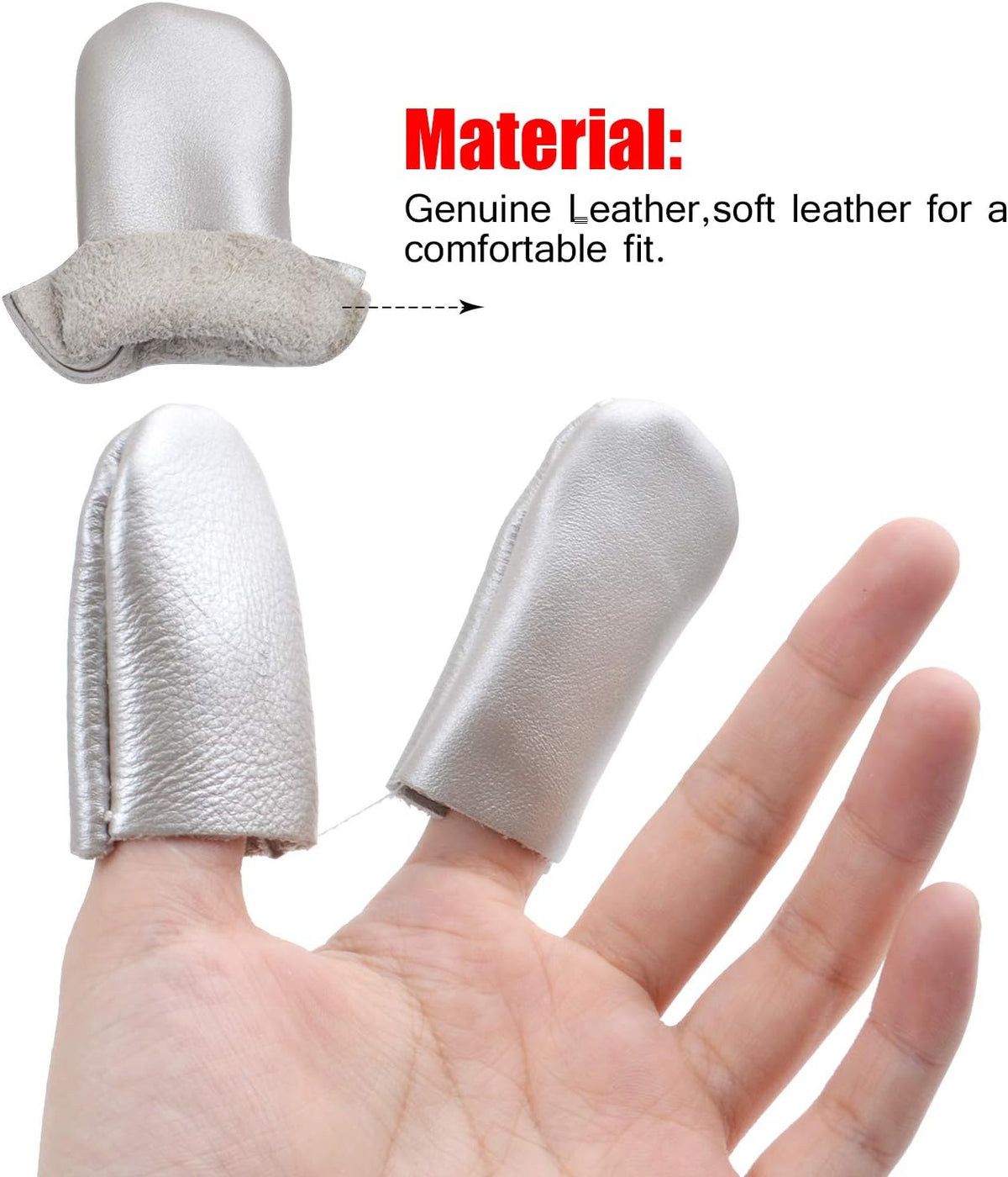 10pcs(5 Pairs) Cowhide Felting Finger Protector Thimble Leather Gloves Finger Guard Finger Cots,Random Color