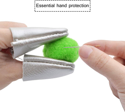 10pcs(5 Pairs) Cowhide Felting Finger Protector Thimble Leather Gloves Finger Guard Finger Cots,Random Color