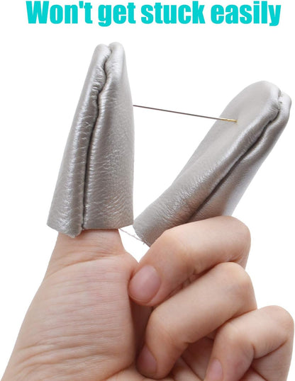 10pcs(5 Pairs) Cowhide Felting Finger Protector Thimble Leather Gloves Finger Guard Finger Cots,Random Color