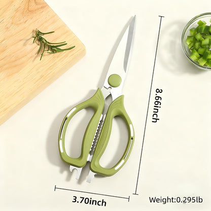 Kitchen Shears Scissors Food Scissors, 8-in-1 Multifunction Japanese Stainless Steel Meat Shears, Dishwasher Safe Sharp Shear All Purpose with Comfort Grip, Ideal for Everyday Use-Yellow