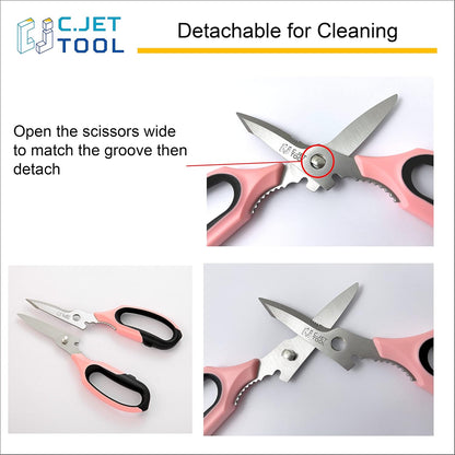 8" Heavy Duty Scissors, Utility Scissors All Purpose for Cardboard, Plastic, Carpet, Rope, Leather. Sharp Stainless Steel Blades, Non‑Slip Handle, Kitchen Shears for Food, Meat & Poultry