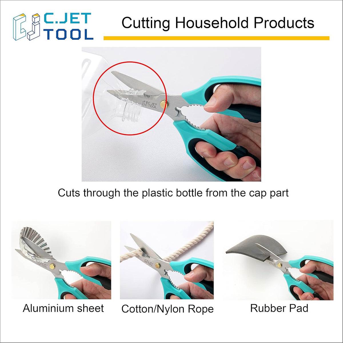 8" Heavy Duty Scissors, Utility Scissors All Purpose for Cardboard, Plastic, Carpet, Rope, Leather. Sharp Stainless Steel Blades, Non‑Slip Handle, Kitchen Shears for Food, Meat & Poultry