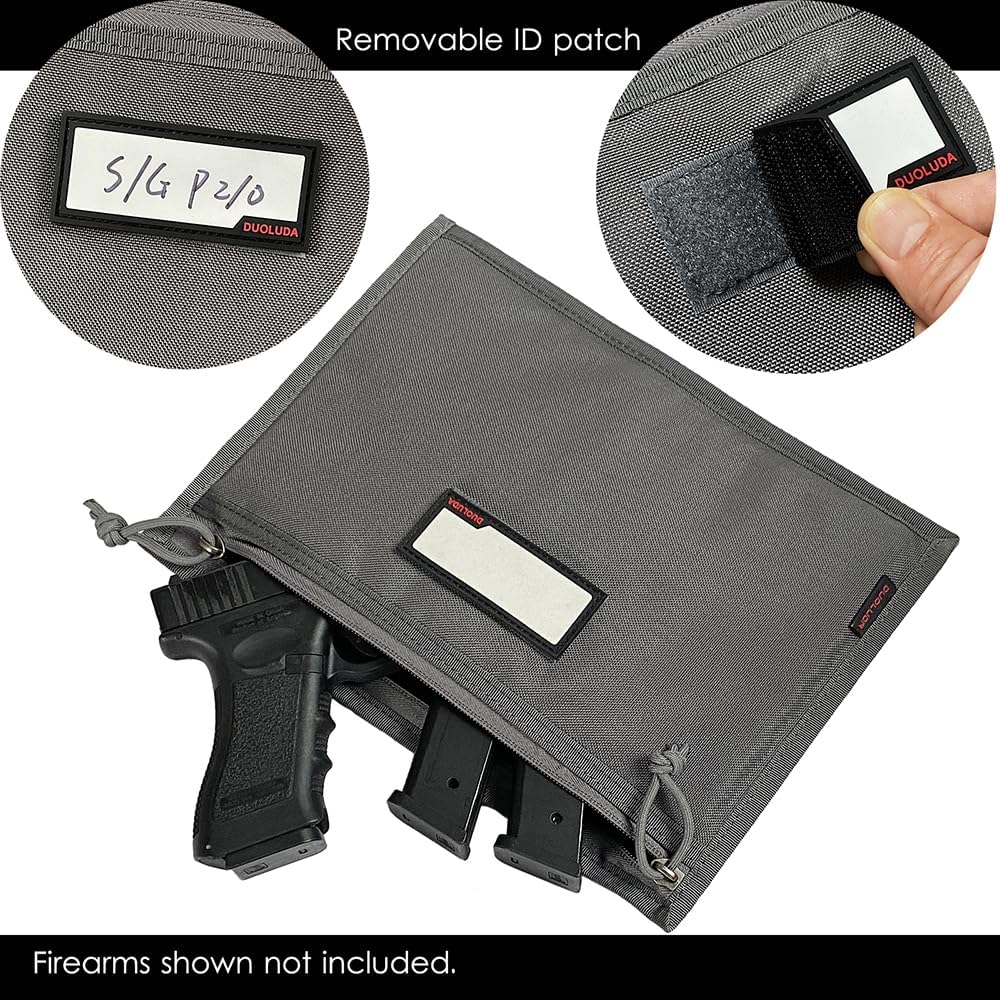 3-Pack Handgun Case,Soft Pistol Rug Case Tactical Handgun Storage Pouch with for Hunting Shooting Range Sports 4 of ID Patches Included