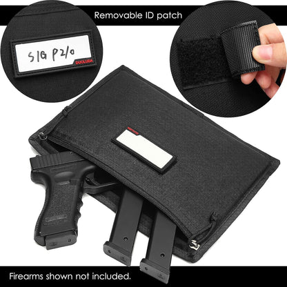 3-Pack Handgun Case,Soft Pistol Rug Case Tactical Handgun Storage Pouch with for Hunting Shooting Range Sports 4 of ID Patches Included