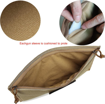 3-Pack Handgun Case,Soft Pistol Rug Case Tactical Handgun Storage Pouch with for Hunting Shooting Range Sports 4 of ID Patches Included