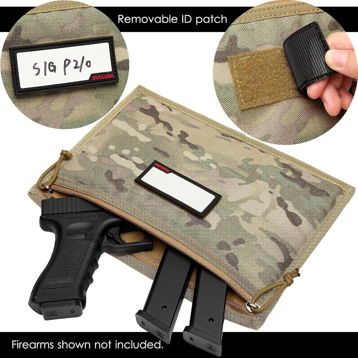 3-Pack Handgun Case,Soft Pistol Rug Case Tactical Handgun Storage Pouch with for Hunting Shooting Range Sports 4 of ID Patches Included