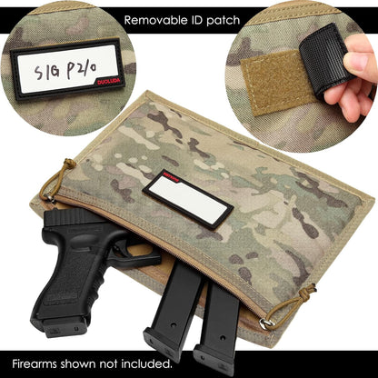 3-Pack Handgun Case,Soft Pistol Rug Case Tactical Handgun Storage Pouch with for Hunting Shooting Range Sports 4 of ID Patches Included