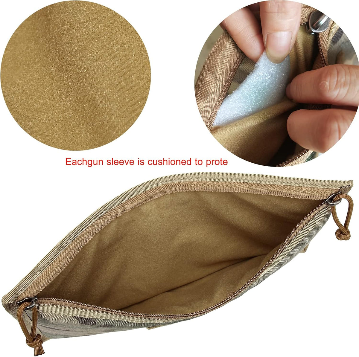 3-Pack Handgun Case,Soft Pistol Rug Case Tactical Handgun Storage Pouch with for Hunting Shooting Range Sports 4 of ID Patches Included