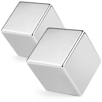 Strong Rare Earth Magnet, Big Cube Neodymium Science Magnet 25x25mm | N52 Large 2 Pack Industrial High Powerful Block Magnets Disc Thick for Crafts, Fridge Unique