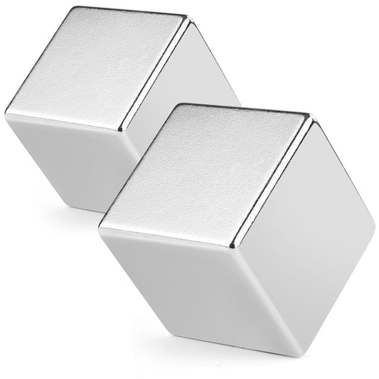 Strong Rare Earth Magnet, Big Cube Neodymium Science Magnet 25x25mm | N52 Large 2 Pack Industrial High Powerful Block Magnets Disc Thick for Crafts, Fridge Unique