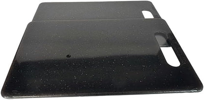 Plastic Cutting Board with Easy Grip Handle, Small Mini Charcuterie Boards Mat Set for Kitchen, Double Sided Chopping Board for Meat Vegetable Fruit, Dishwasher Safe (Black, 2 Pack)