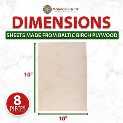 Baltic Birch Plywood Board - Thin Wood Sheets for Crafting Model Laser Cutting Engraving 6x6 Inches - 16 Unfinished Wood for Wood Burning Projects