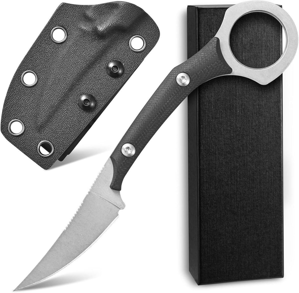 C1150 Fixed Blade Knife D2 Steel Blade G10 Handle Claw Knife for Outdoor EDC Tool Camping Hiking(Silver)