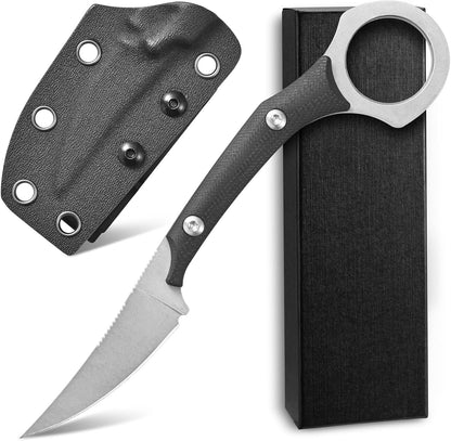 C1150 Fixed Blade Knife D2 Steel Blade G10 Handle Claw Knife for Outdoor EDC Tool Camping Hiking(Silver)