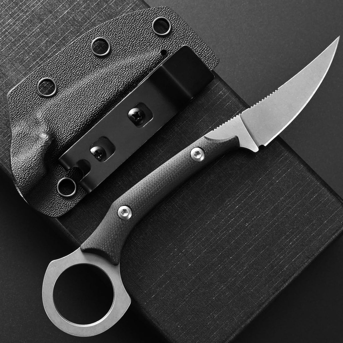 C1150 Fixed Blade Knife D2 Steel Blade G10 Handle Claw Knife for Outdoor EDC Tool Camping Hiking(Silver)