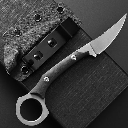 C1150 Fixed Blade Knife D2 Steel Blade G10 Handle Claw Knife for Outdoor EDC Tool Camping Hiking(Silver)