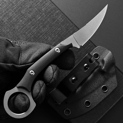 C1150 Fixed Blade Knife D2 Steel Blade G10 Handle Claw Knife for Outdoor EDC Tool Camping Hiking(Silver)