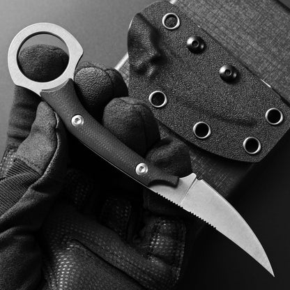 C1150 Fixed Blade Knife D2 Steel Blade G10 Handle Claw Knife for Outdoor EDC Tool Camping Hiking(Silver)