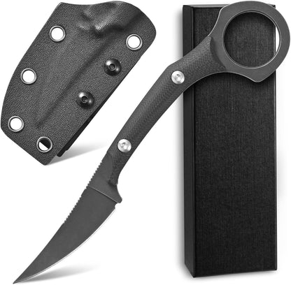 C1150 Fixed Blade Knife D2 Steel Blade G10 Handle Claw Knife for Outdoor EDC Tool Camping Hiking(Silver)