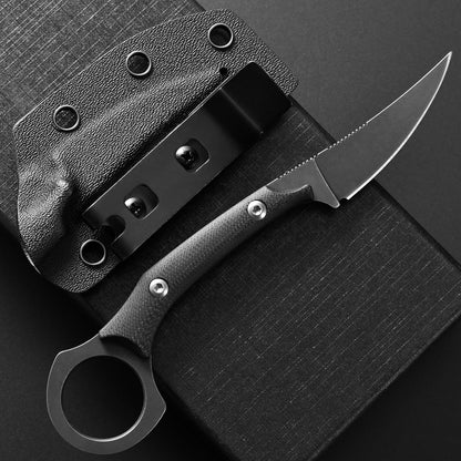 C1150 Fixed Blade Knife D2 Steel Blade G10 Handle Claw Knife for Outdoor EDC Tool Camping Hiking(Silver)