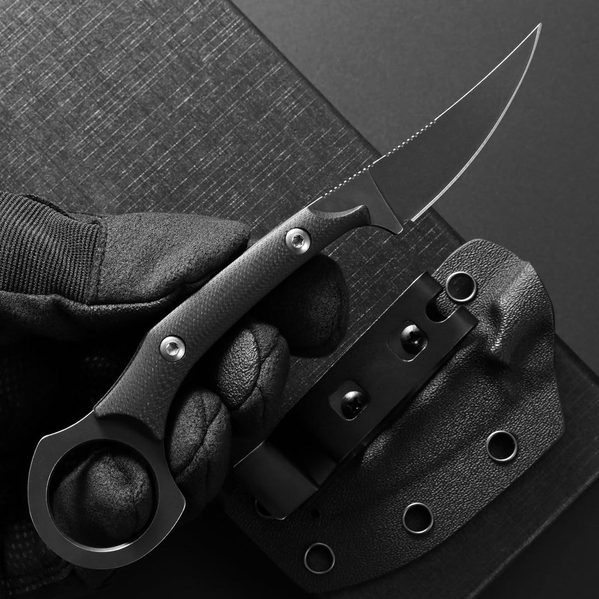 C1150 Fixed Blade Knife D2 Steel Blade G10 Handle Claw Knife for Outdoor EDC Tool Camping Hiking(Silver)