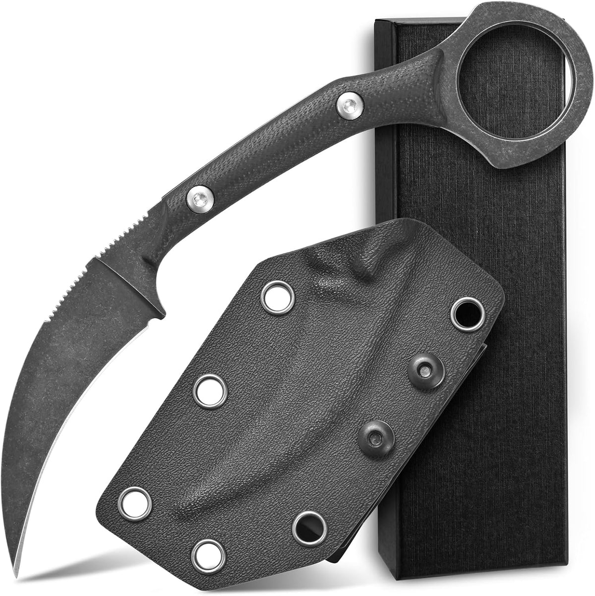 C1150 Fixed Blade Knife D2 Steel Blade G10 Handle Claw Knife for Outdoor EDC Tool Camping Hiking(Silver)