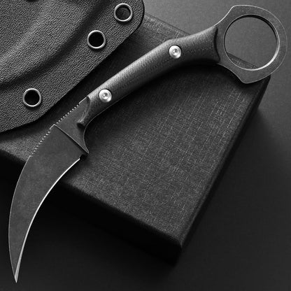 C1150 Fixed Blade Knife D2 Steel Blade G10 Handle Claw Knife for Outdoor EDC Tool Camping Hiking(Silver)