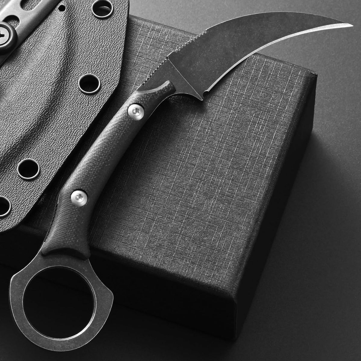 C1150 Fixed Blade Knife D2 Steel Blade G10 Handle Claw Knife for Outdoor EDC Tool Camping Hiking(Silver)