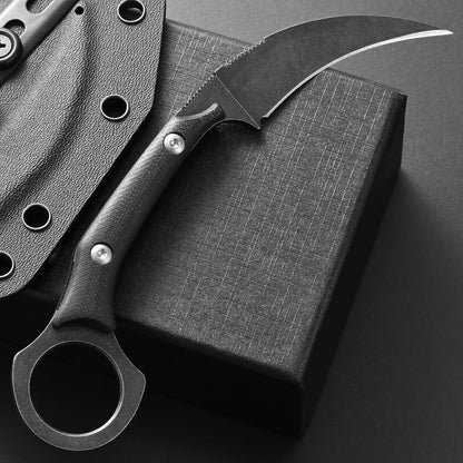 C1150 Fixed Blade Knife D2 Steel Blade G10 Handle Claw Knife for Outdoor EDC Tool Camping Hiking(Silver)