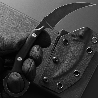 C1150 Fixed Blade Knife D2 Steel Blade G10 Handle Claw Knife for Outdoor EDC Tool Camping Hiking(Silver)