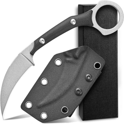C1150 Fixed Blade Knife D2 Steel Blade G10 Handle Claw Knife for Outdoor EDC Tool Camping Hiking(Silver)