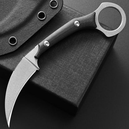 C1150 Fixed Blade Knife D2 Steel Blade G10 Handle Claw Knife for Outdoor EDC Tool Camping Hiking(Silver)