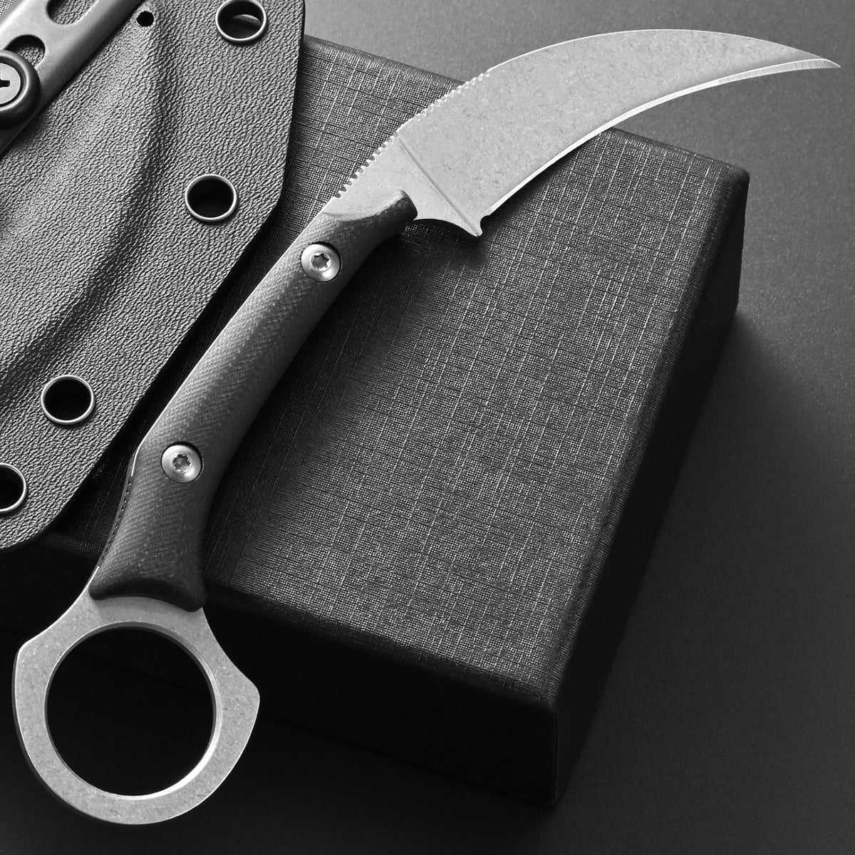 C1150 Fixed Blade Knife D2 Steel Blade G10 Handle Claw Knife for Outdoor EDC Tool Camping Hiking(Silver)